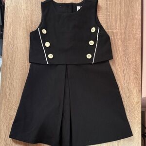 Janie and Jack Black Dress with Cream and Gold Buttons